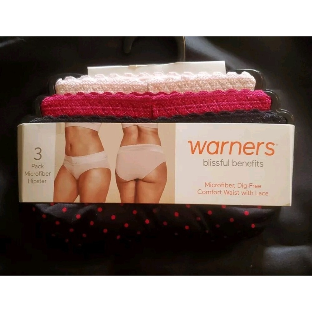 Warner's Blissful Benefits Dig-free Comfort Waist‎ W/Lace Hipster 3-Pack